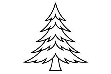 Pine Tree Simple Evergreen Line Drawing &ndash; Minimal Nature Outline Icon SVG