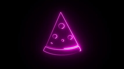 LED neon sign shaped like a slice of pizza. pink LED neon sign designed in the shape of a pizza slice.