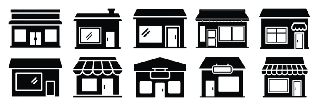 storefront shop silhouette icon set,Transport symbol. Vector illustration.