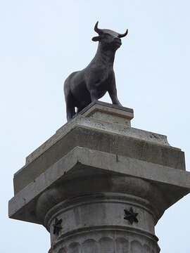 View of the statue of El Torico, Teruel, Spain