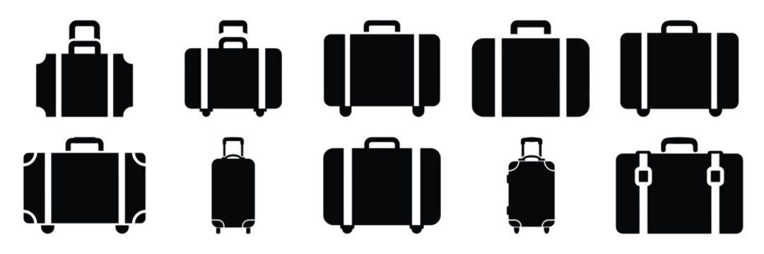 suitcase travel silhouette icon set,Transport symbol. Vector illustration.