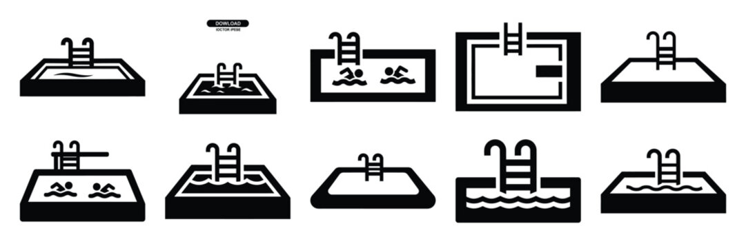 swimming pool silhouette icon set,Transport symbol. Vector illustration.