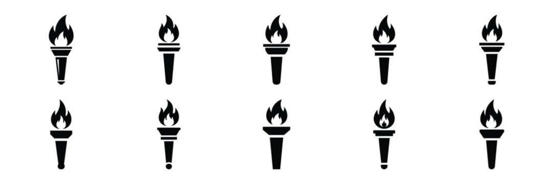 torch fire silhouette icon set,Transport symbol. Vector illustration.