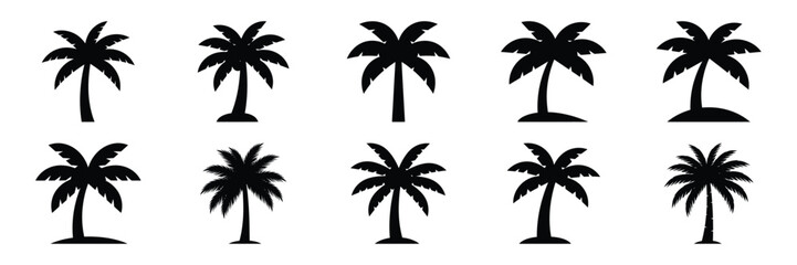 vacation palm silhouette icon set,Transport symbol. Vector illustration. © Bina