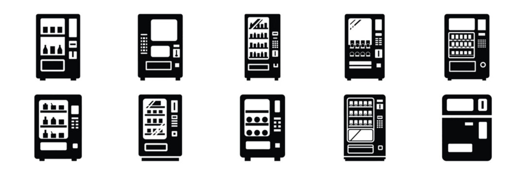 vending machine silhouette icon set,Transport symbol. Vector illustration.