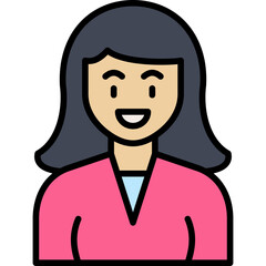Smiling Woman icon in Filled Line Style