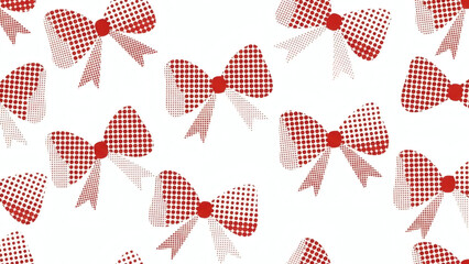 Vibrant red polka dot bows on white background pattern