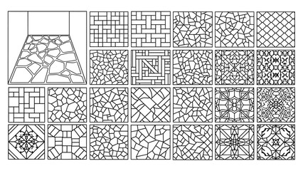 A collection of various mosaic tile patterns and designs for flooring and walls