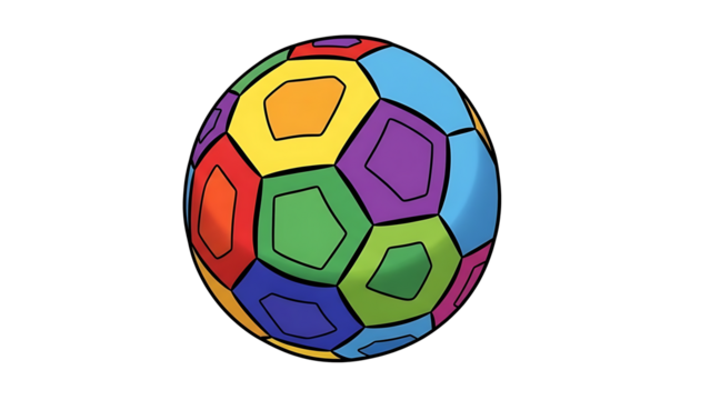 A colorful soccer ball on transparent background - Powered by Adobe