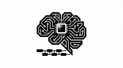 Neural Network and Machine Learning Concept Icon in Black and White