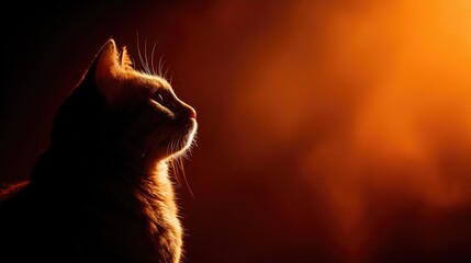 The concept of continuous learning and mindfulness at home features a silhouette of a ginger cat in amber light.