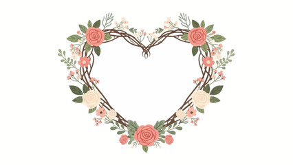 Floral Heart Shaped Wreath with Pink Roses.