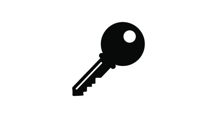 A simple black key shape isolated on a white background a striking visual silhouette © Kuntol02
