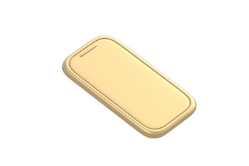 Golden smartphone isolated on white background. Mobile phone. 3d render