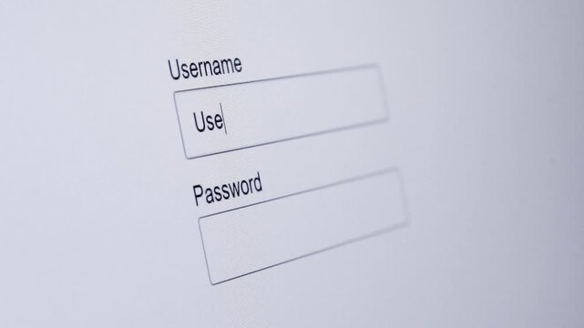 typing login username and password on screen in user interface