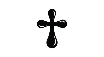 A striking black cross design against a white background showcasing a unique and artistic silhouette © AL-AMIN