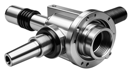 High-pressure fuel pump component for modern direct-injection vehicle engines, isolated on a transparent background PNG