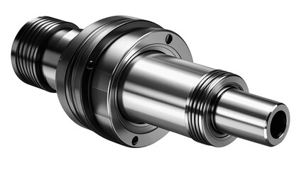 Closeup of a fuel injector nozzle, a critical component in modern engine systems, isolated on white isolated on transparent background