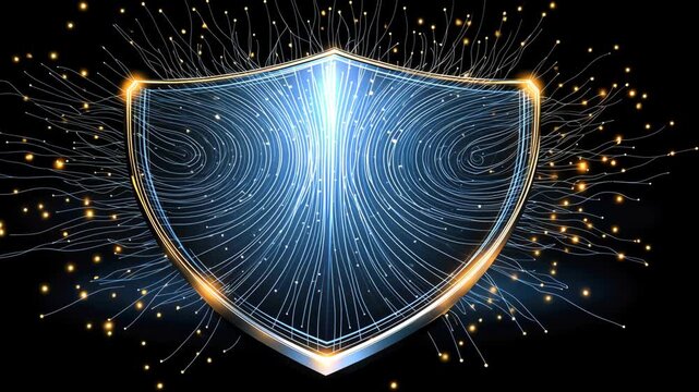 Learn the process of designing a digital shield with light effects and sparks in four easy steps