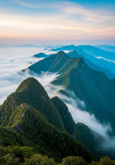 Green Mountain Peaks Above the Clouds