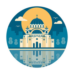 Belgrade Icon with Church Religious Building