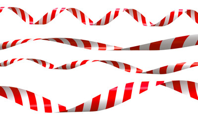 3d isolated Red and white striped barrier tape