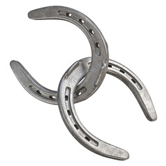 Two intertwined metal horseshoes 3d