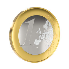 One euro coin 3d  model isolated