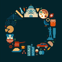 Belgrade Vintage Travel Card in Circle Shape