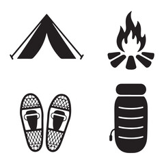 Cold weather camping essentials silhouette for winter survival