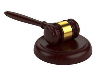 Wooden gavel on stand