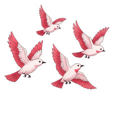 Obraz premium Four flying birds illustration isolated on transparent background