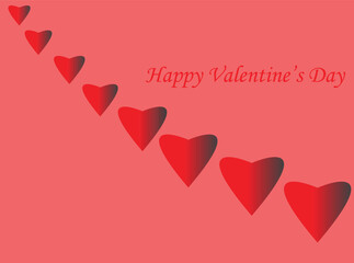 Romantic Valentine&rsquo;s Day greeting card design with a trail of red hearts vector illustration.