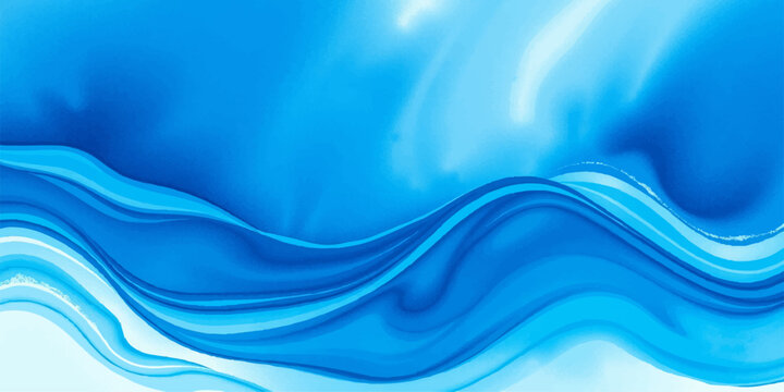 Abstract aquatic design showcasing flowing blue waves, inviting viewers to delve into a world of fluid forms and calming colors.