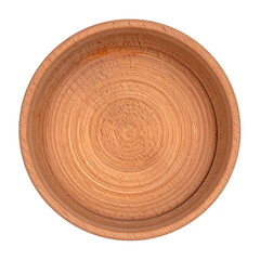 Top-Down View Minimalist Round Wooden Dish - Natural Beechwood Plate with Concentric Grain Pattern