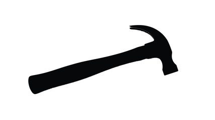 A striking black silhouette of a common claw hammer tool silhouette © MD