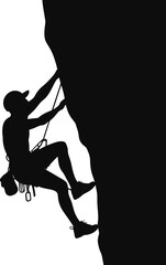 Rock Climber Ascending Steep Cliff