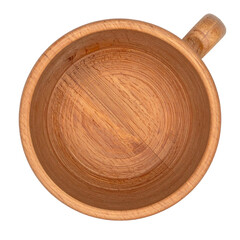 Overhead View Handcrafted Wooden Mug with Handle - Natural Beechwood Tea and Coffee Cup