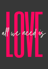 Valentines Day poster design, love quote greeting card