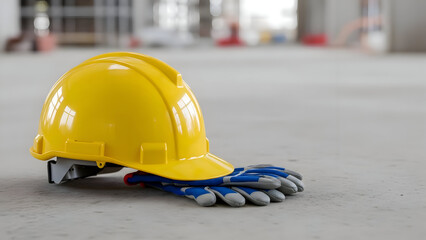 Labor day 1 may workers safety hard hat and gloves