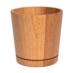 Modern Tapered Natural Wood Tumbler - Eco-Friendly Beechwood Drinking Cup with Minimalist Stripe Detail