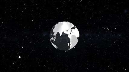 White digital earth sphere floating in dark space. Minimal world globe symbolizes global communication and data exchange. Clean futuristic planet graphic suits technology interfaces. - Powered by Adobe