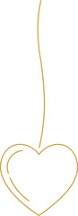 Gold heart hanging ornament minimalist line art vector icon for Valentine decoration