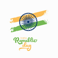 India Republic Day Flag Art &ndash; Tricolor Brushstroke Design.