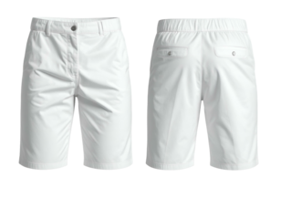 White athletic shorts, front and back views