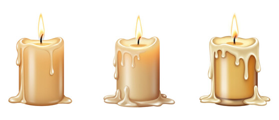Melted Candle Set Transparent Background  

