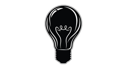 a striking black and white illustration depicts a vintage light bulb design silhouette © AL-AMIN