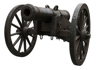 Antique cannon on wooden wheels