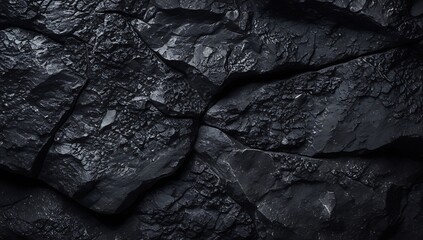 Dark coal texture with rough cracked surface