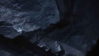Dark mysterious rocky cave with rough textured walls and shadows